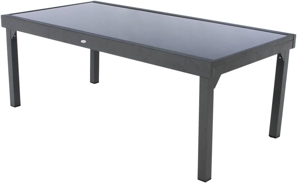 jardinito - Piazza extensible - 12 places - aluminium/verre renforcé - gris graphite