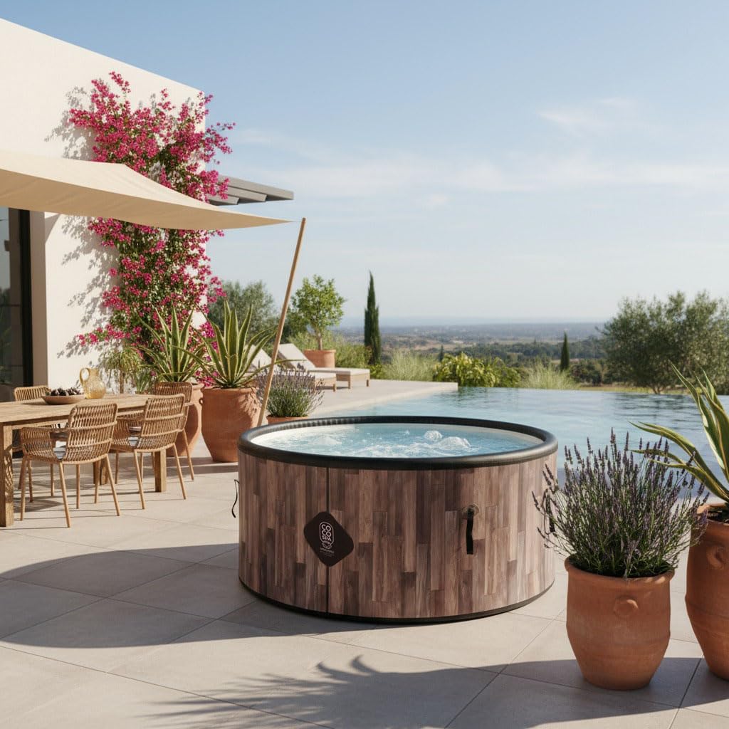 jardinito Nordik Spa Gonflable - 150 cm de diamètre - 800 litres - Moteur 2240 W - 2 à 4 Personnes - Massage 140 Jets