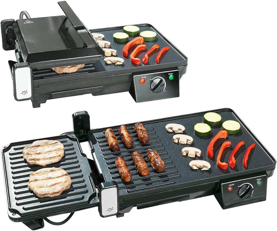 jardinito - grille-plancha 2 en 1 2000W - table - cuisson rapide