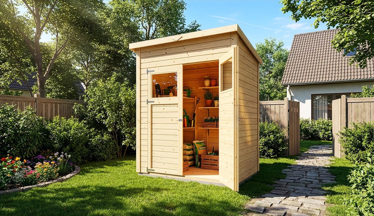 Abri de jardin en bois - 2,2 m², toit monopente