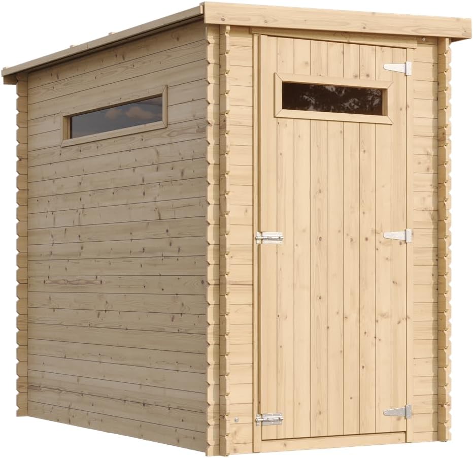 Abri de Jardin en Bois, Petite fenêtre, avec Sol TRAITÉ- Stockage extérieur l239xL144xH198 cm/2.63 m2 - Petit abri à Outils, Local à vélos - Toit imperméable, fenêtres jardinito M306A+M306G