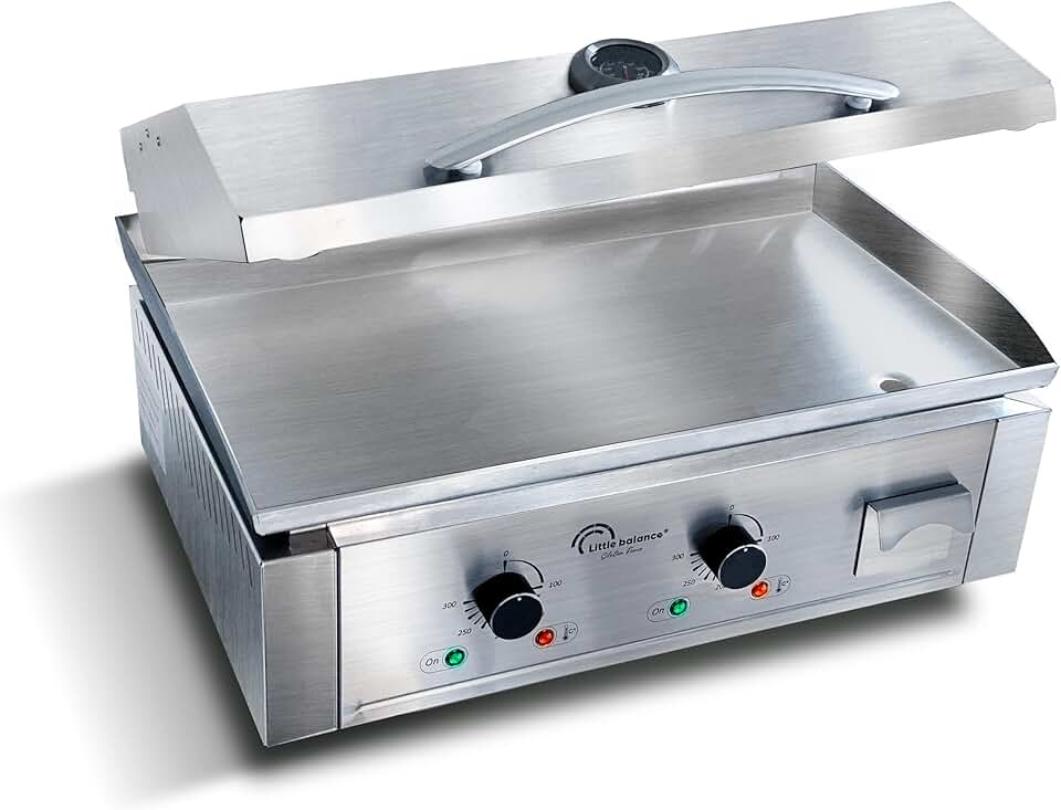 jardinito - Aquitaine Pro Plus - plancha inox 2 zones, couvercle, 3500W - 8473