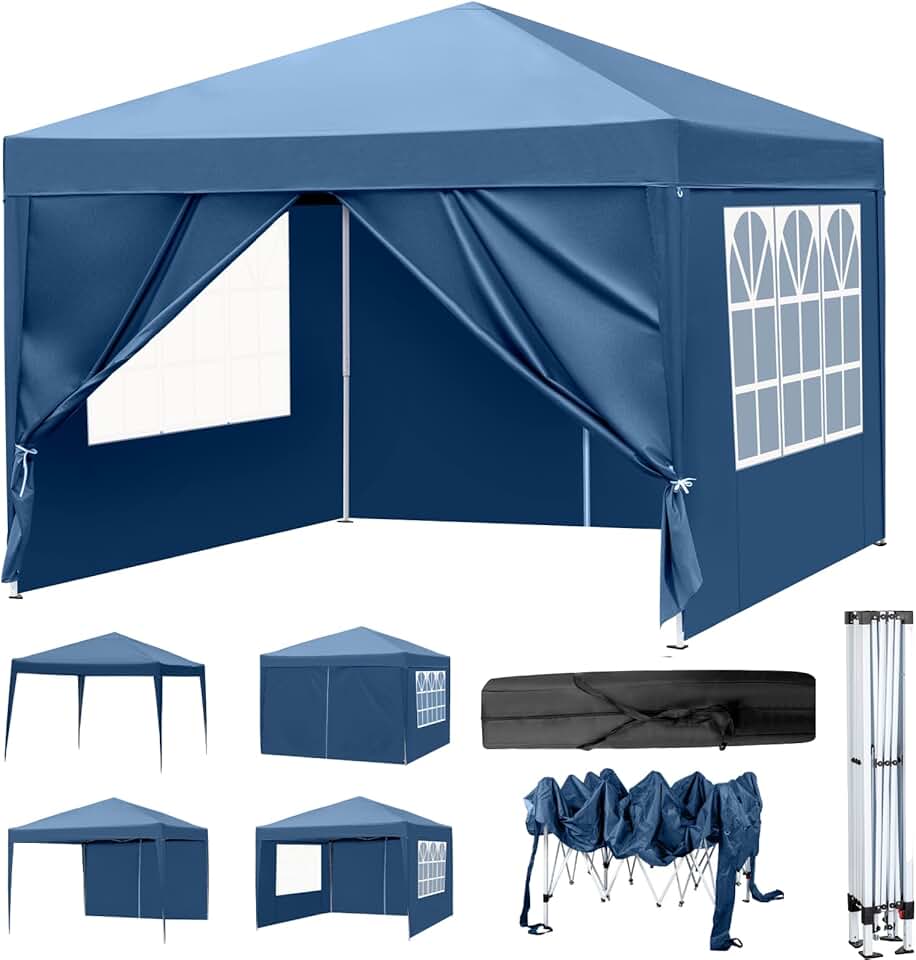 jardinito - tonnelle pliante série pop-up - 3x3m - imperméable, UV 50+, 4 côtés, acier, hauteur réglable