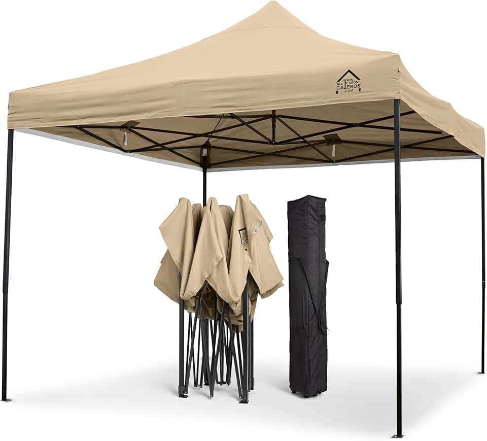 jardinito | Tonnelle Pliante 3x3m | Matériaux Robustes, Entièrement Étanches et de Haute Qualité (Beige)