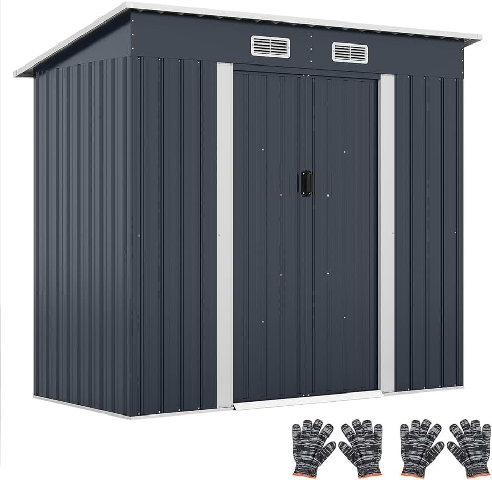jardinito - Abri de Jardin métal - 2 m² - Porte coulissante, toit incliné, 4 aérations, fondation