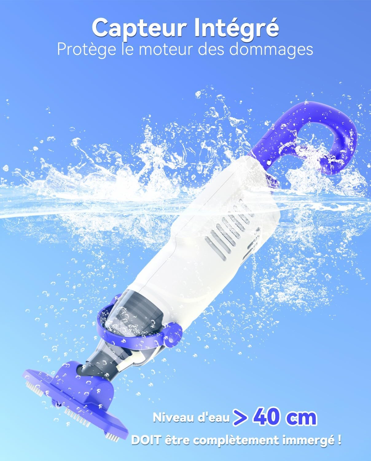 Aspirateur piscine manuel - 60 min autonomie - filtres & brosse - compact