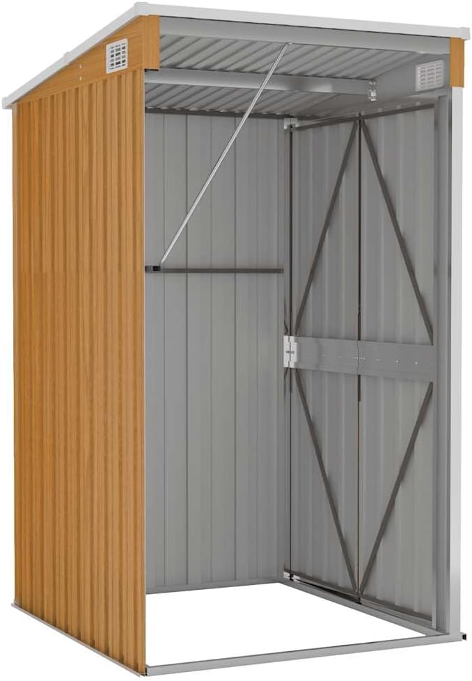 jardinito Remise de Jardin Murale Marron 118x100x178 cm Acier galvanisé,Structures extérieures, Cabanes & abris de Jardin,316220