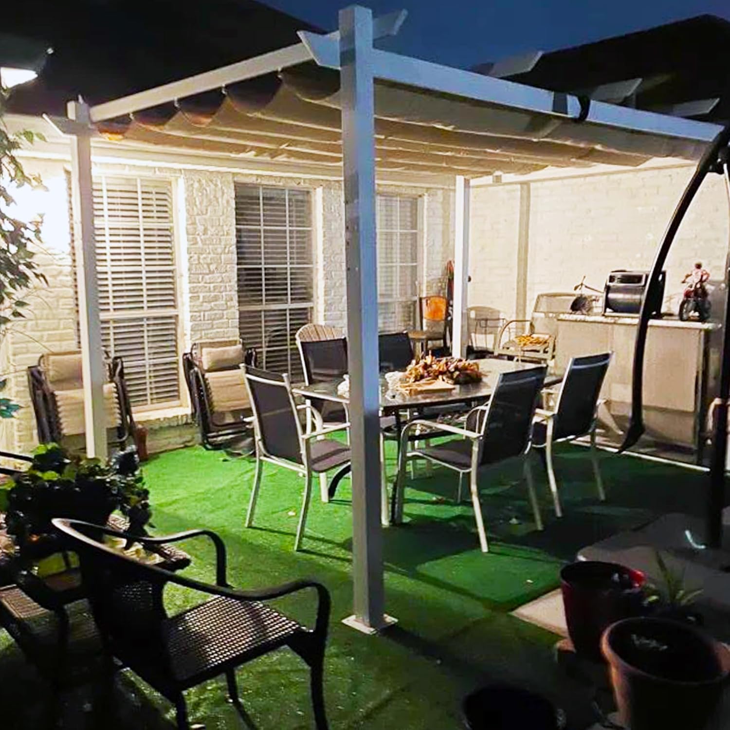 jardinito - Pergola aluminium série - 4x3m - toile rétractable, autoportante, imperméable, kaki