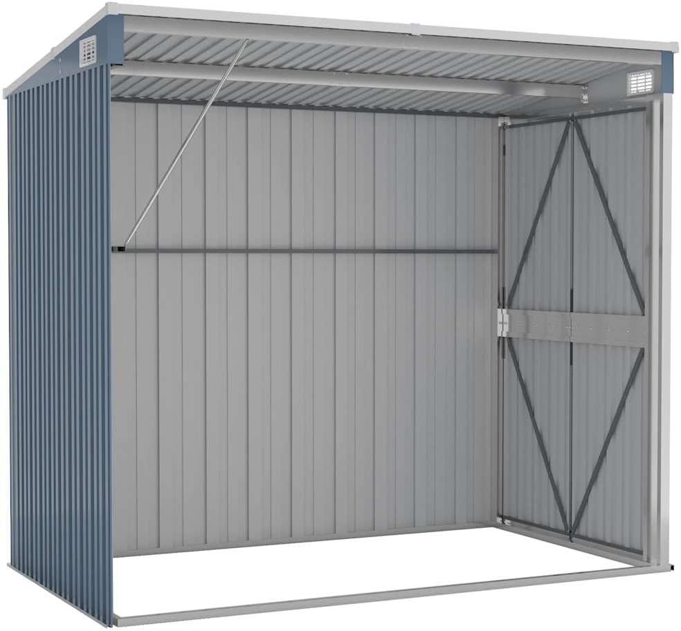 jardinito Abri de Jardin Mural Gris 118x194x178 cm Acier galvanisé,Maison & Jardin, Pelouses & Jardins, Vie en extérieur, Structures extérieures, Cabanes & abris de Jardin, Gris (Poids 31.54KG)