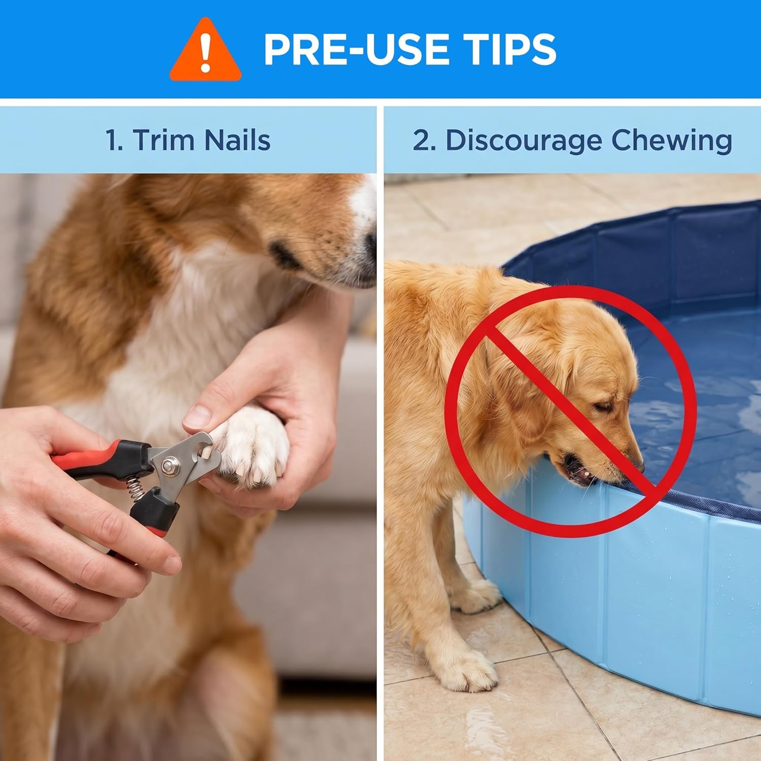 Piscine Chien Pliable, Piscine pour Chien 120x30cm en PVC, Piscine Enfant Stable et Antidérapant, Piscine Portable pour Grand Chien et Animaux de Compagnie Bleu