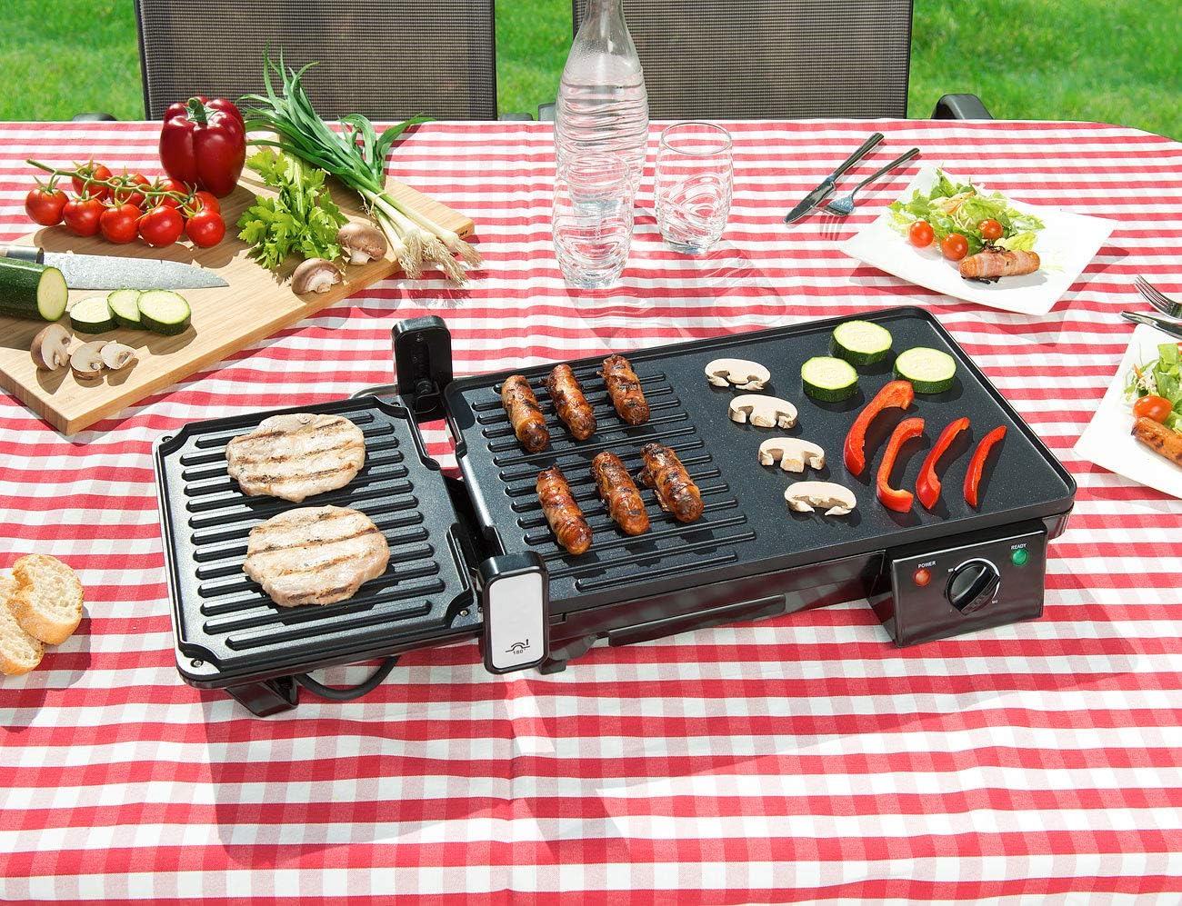 jardinito - grille-plancha 2 en 1 2000W - table - cuisson rapide