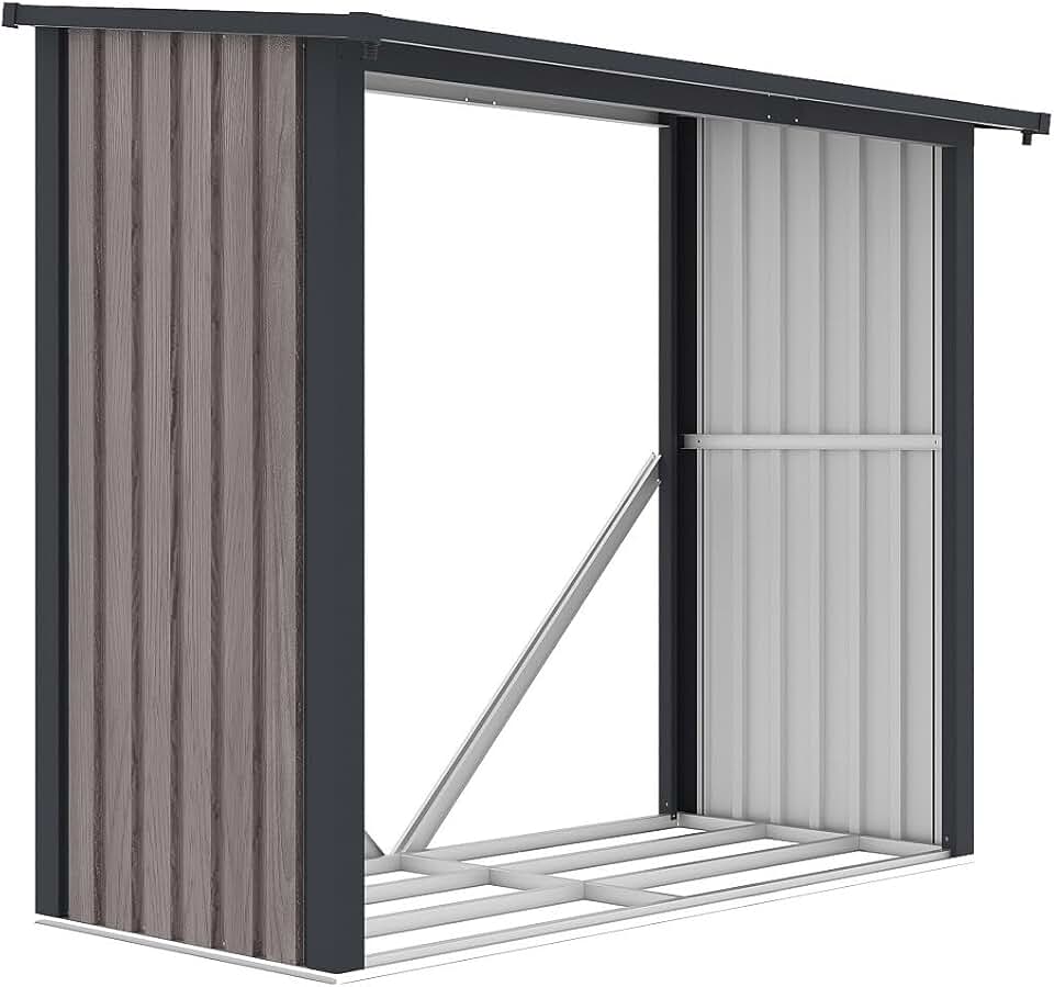jardinito - Birwood abri bûches acier galvanisé 182x89x156cm - 1,98m3/2,5 stères - BIRWOOD