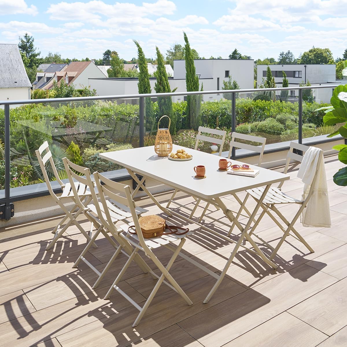 jardinito - Greensboro - table pliante rectangulaire 6 places - acier epoxy antirouille