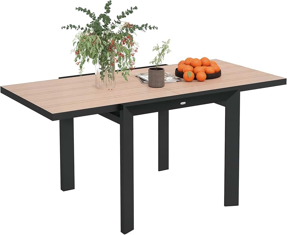jardinito - Table extensible aluminium - 80/160x80 cm - résistante, antidérapante, usage extérieur