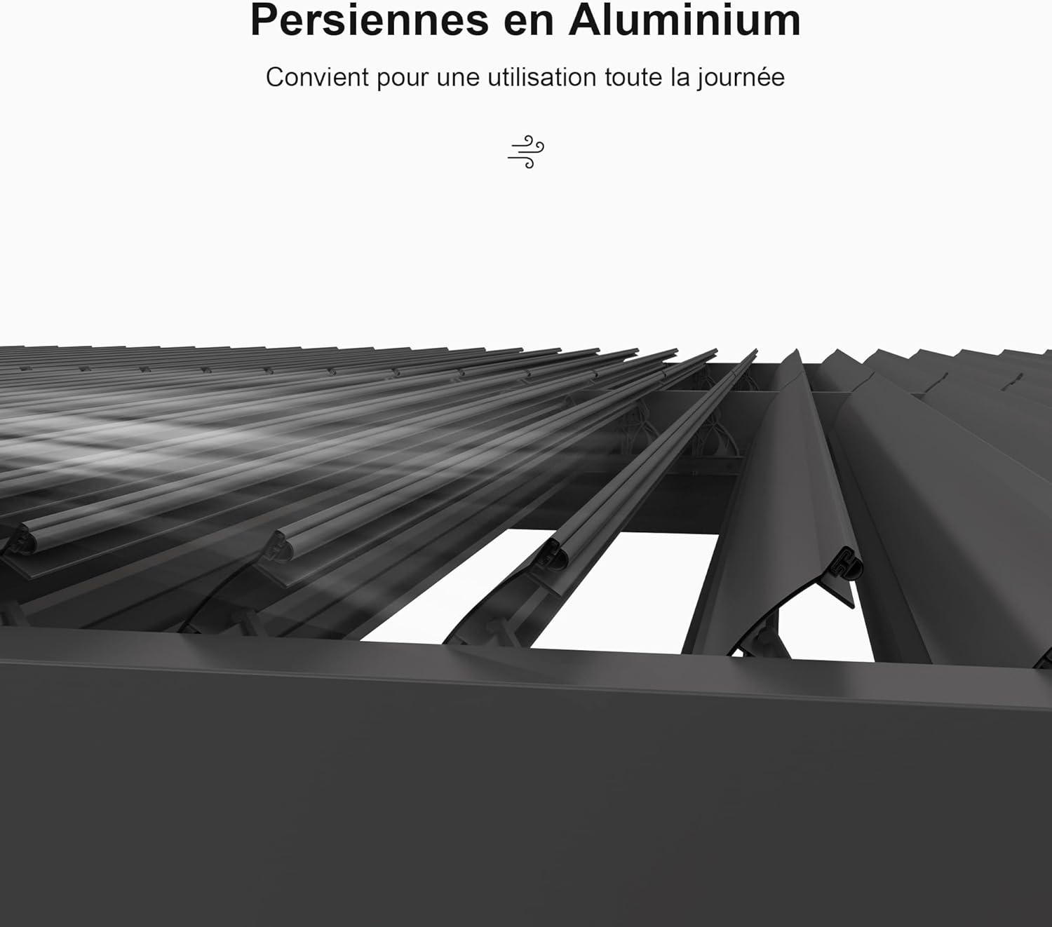 jardinito - Pergola bioclimatique - 4,24x3m - aluminium, persienne fixe, lames orientables