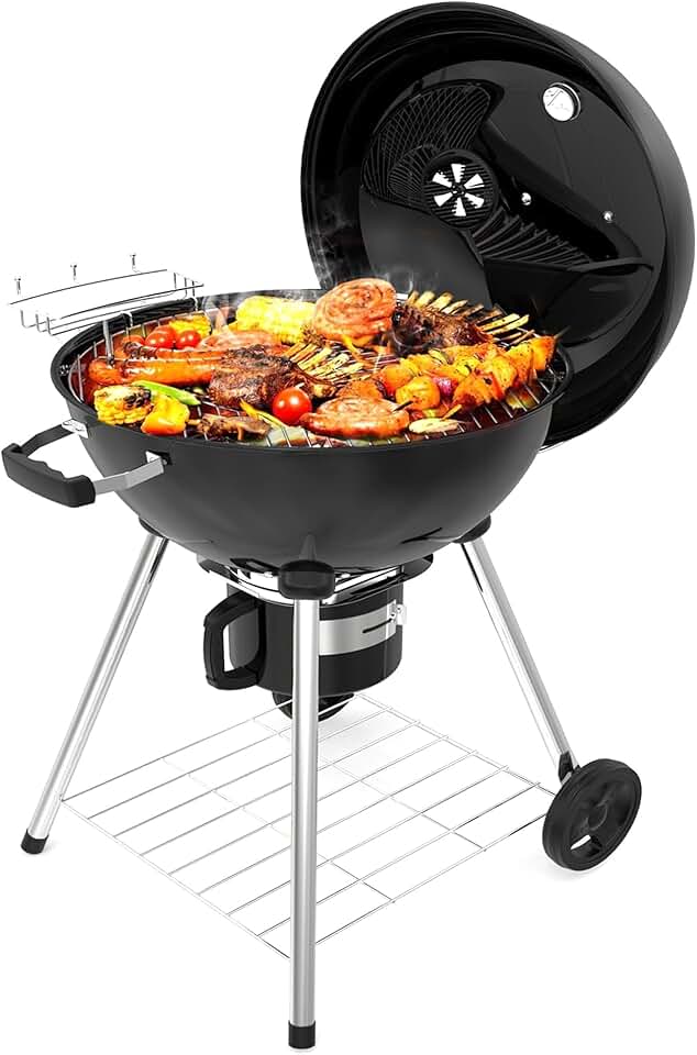 jardinito - 21 inch Barbecue boule, 83x71x105,5cm, tiroir à cendres, couvercle