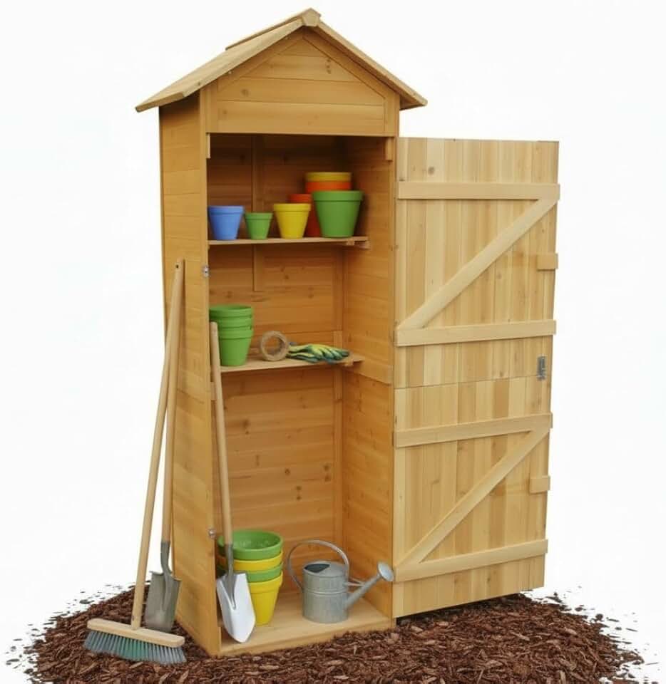 jardinito - abri de jardin XXL - 79x49x190 cm - bois, toit pointu, armoire