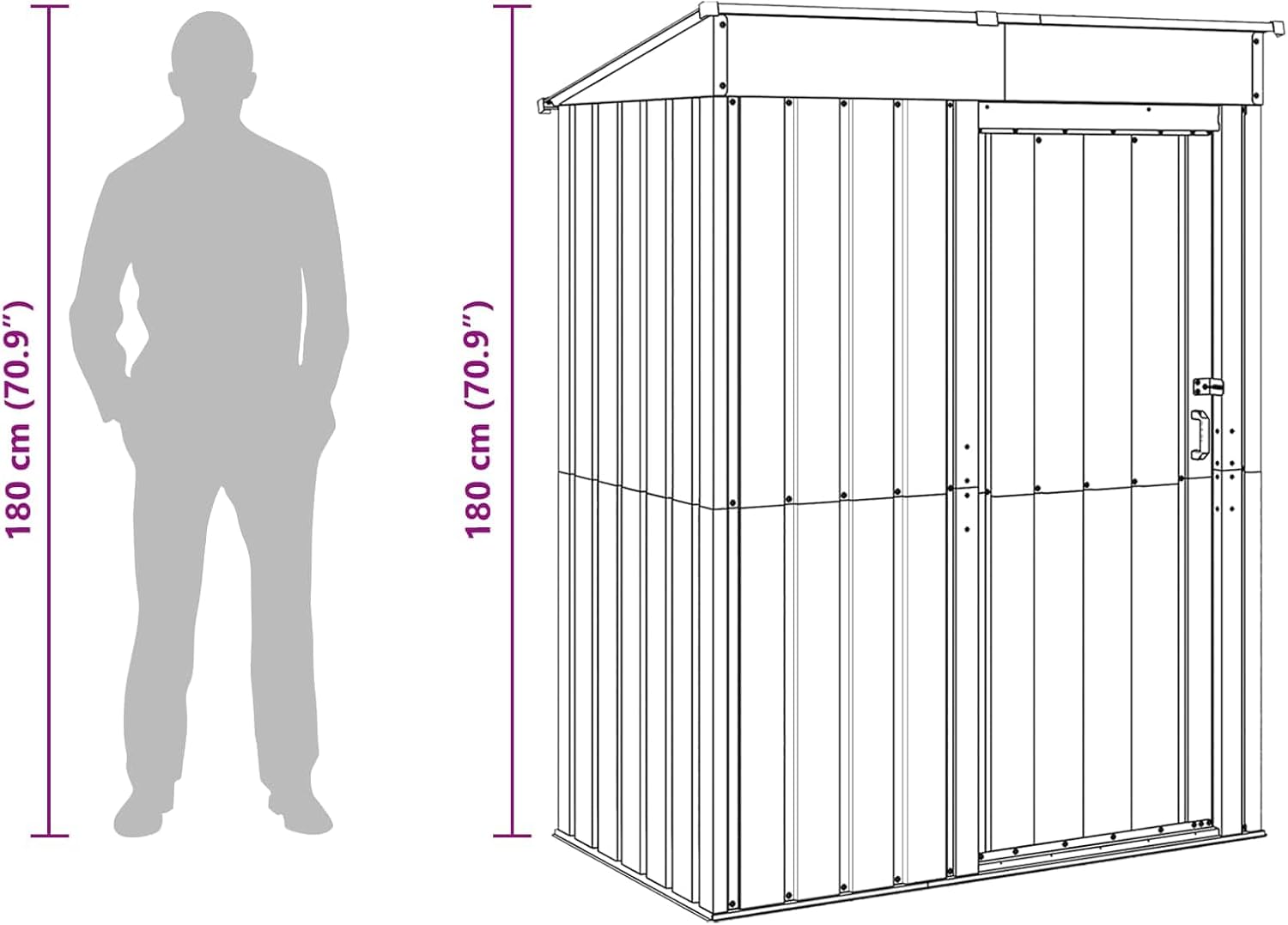 Abri de jardin métal anthracite 137x81x180cm, résistant, verrouillable