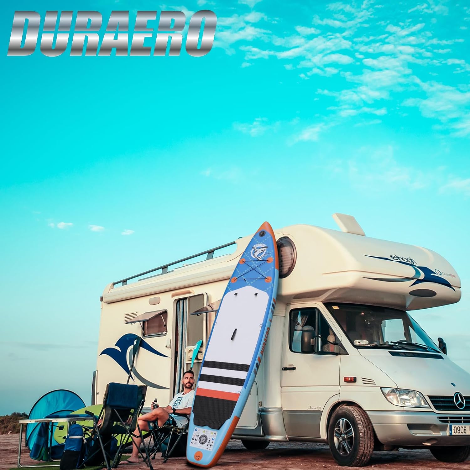 Stand up Paddle gonflable - 330x76x15 cm - siège kayak, support GoPro, double pagaie, 150 kg, bleu
