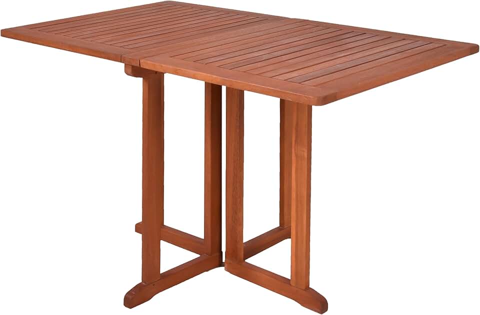 jardinito - Table de balcon rectangulaire 120x70cm - bois d'eucalyptus FSC, pliable