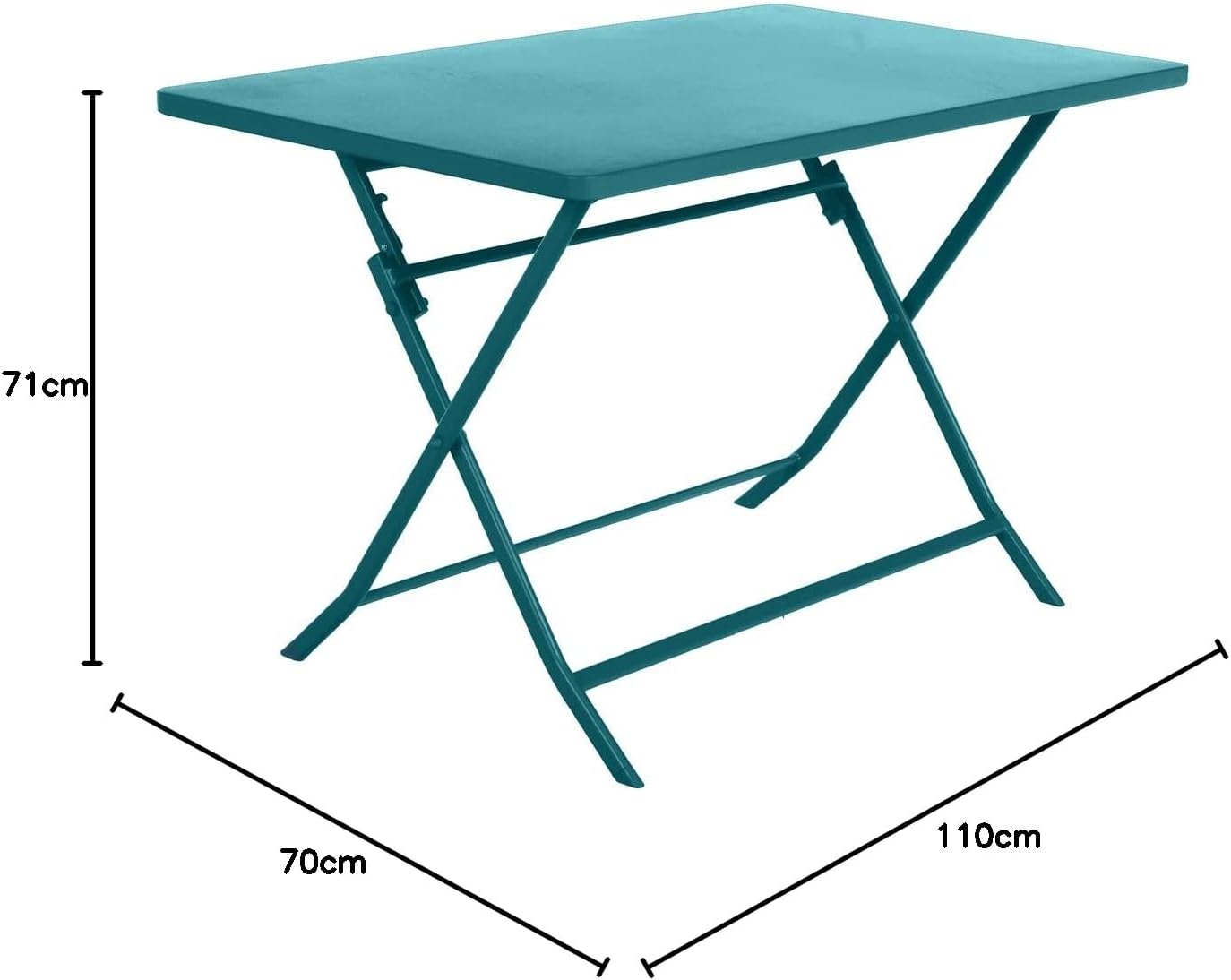 jardinito - Greensboro - 120x70cm - table pliante 4 places acier bleu