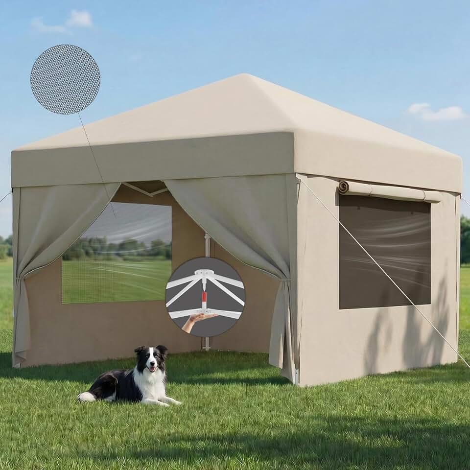 jardinito - Tonnelle pliante série - 3x3m - moustiquaire, étanche, anti-UV