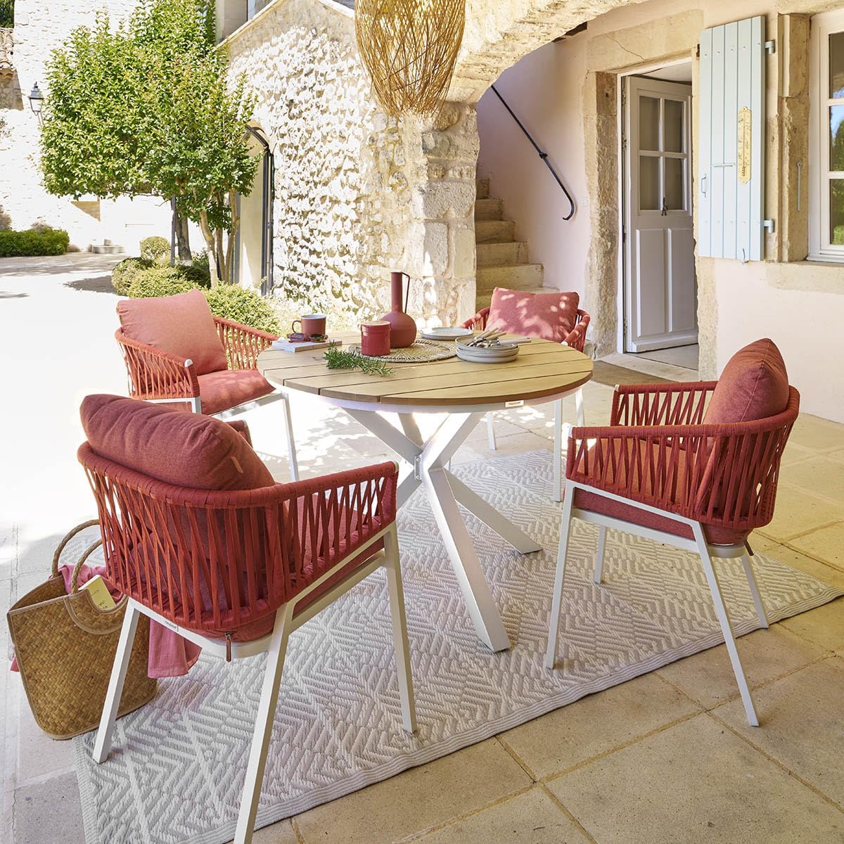 jardinito - Table Oriengo ronde - 4 places - aluminium et acacia