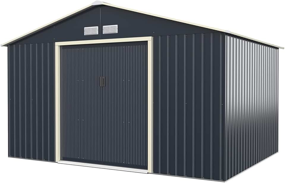 jardinito - abri jardin métal galvanisé 330x255x210cm - portes coulissantes, résistant intempéries