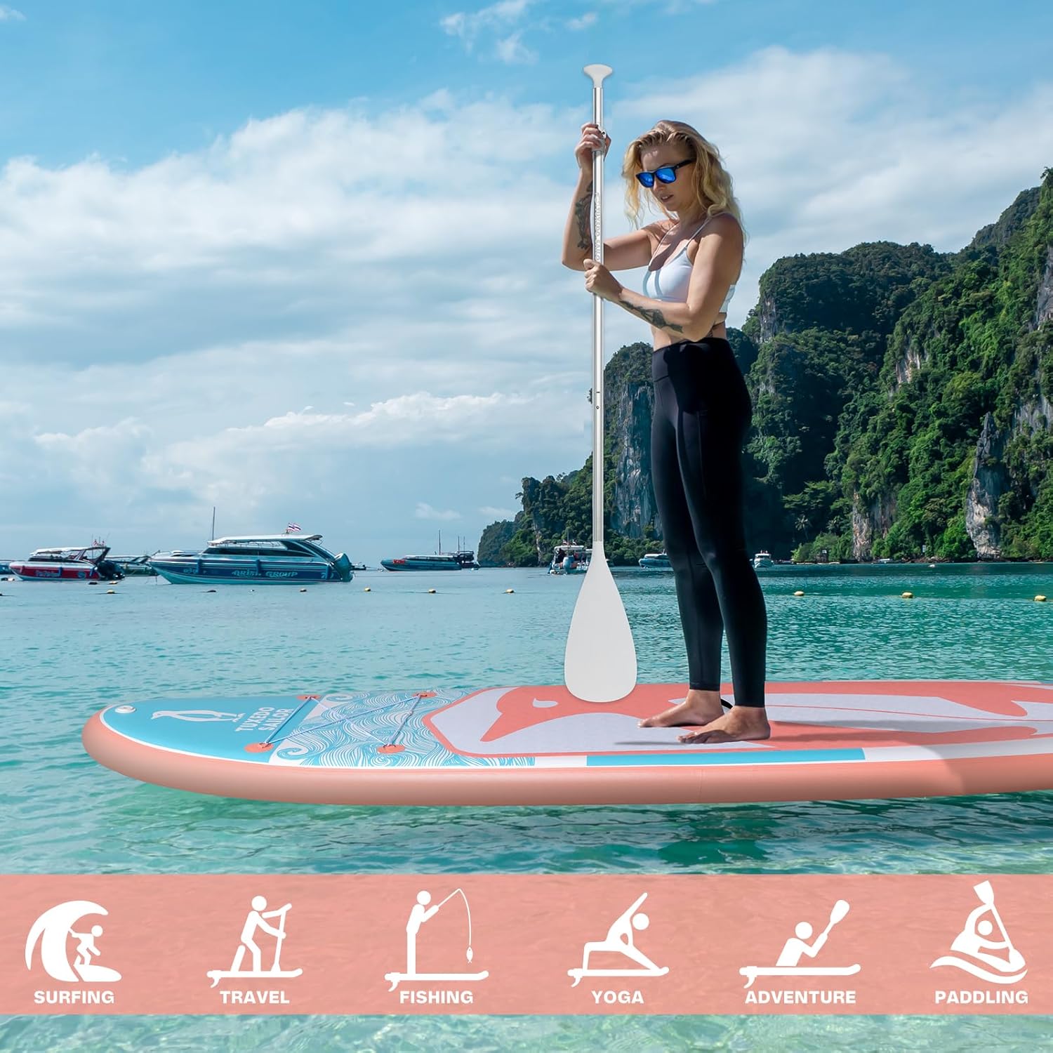 jardinito - Paddle Gonflable Adulte - SUP 320 cm - avec accessoires complets