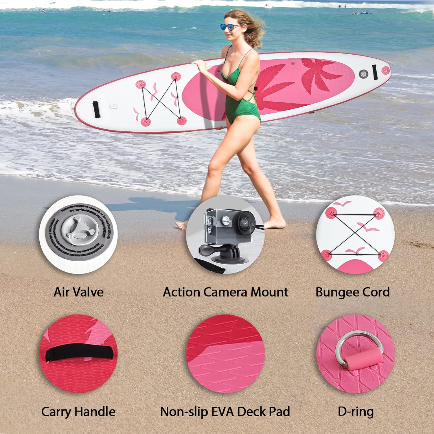 jardinito - Paddle gonflable adulte - 320/335cm - 2 places, siège kayak, pagaie alu, support caméra, pompe, 150kg