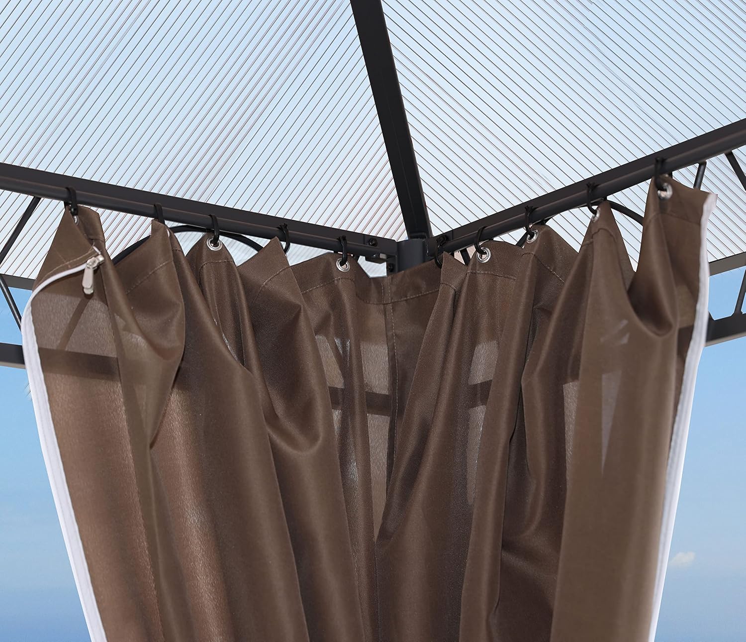 jardinito - tonnelle rigide métal - 3 x 3,6 m - panneaux latéraux polycarbonate, anti-poussière
