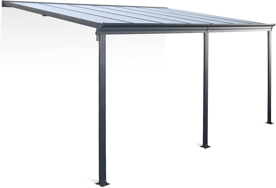 jardinito - Avenio - Pergola murale 3x4 m alu/polycarbonate avec gouttière