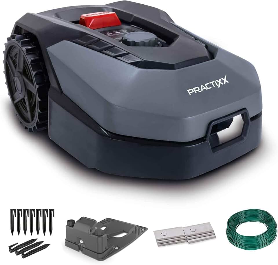 jardinito - Robot tondeuse série PX-RRM-600Wi - 600m² - coupe 18cm, 20-60mm, capteur pluie, WiFi/BT, pente 35%, station d