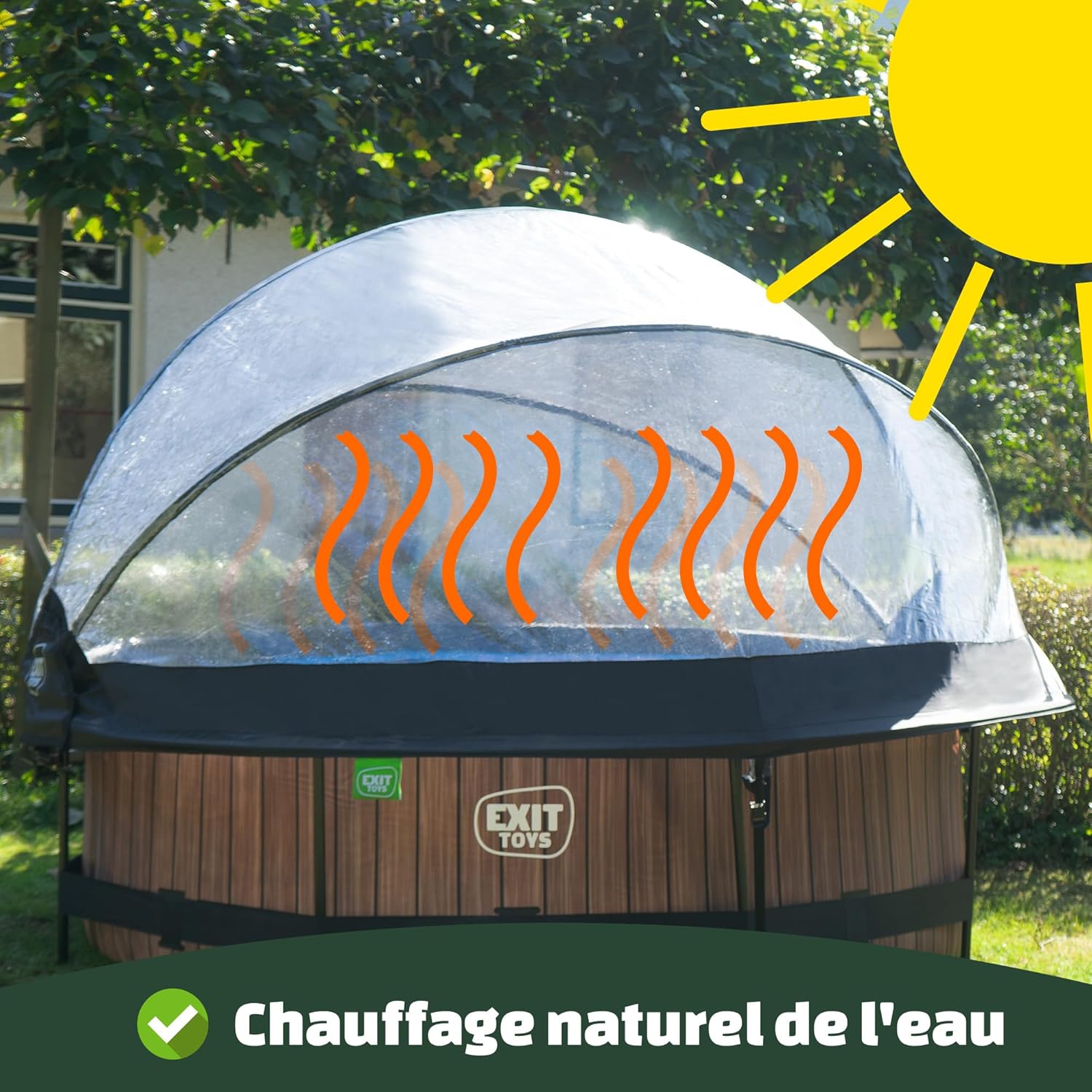 jardinito Piscine Tubulaire Soft Grey avec Dôme Multifonctionnel - ø360x76cm - Piscine Hors Sol Ronde avec Pompe Filtrante à Cartouche - Entrée Basse - Pour l'Eau de la Piscine Propre et Chaude - Gris