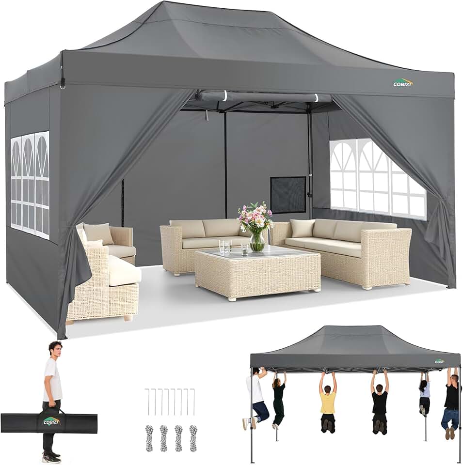 jardinito - Tonnelle pliante série - 3x4,5m - étanche, UV50+, 4 panneaux