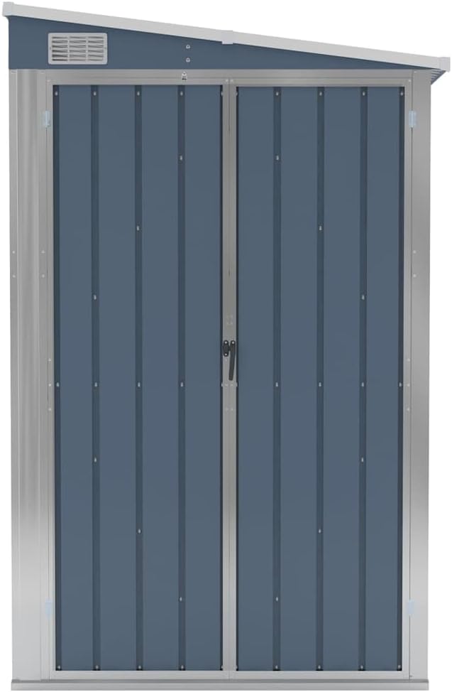jardinito Abri de Jardin Mural Gris 118x194x178 cm Acier galvanisé,Maison & Jardin, Pelouses & Jardins, Vie en extérieur, Structures extérieures, Cabanes & abris de Jardin, Gris (Poids 31.54KG)