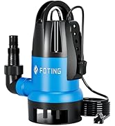 jardinito Pompe submersible pour eaux usées Interrupteur à flotteur réglable 750 W, 19500 l/h, Clean/...