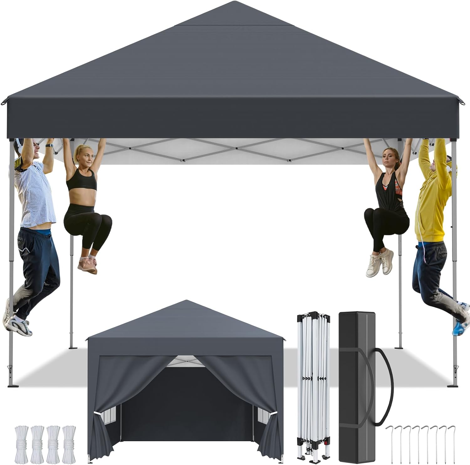Tonnelle de jardin - pliante 3x3m - 4 côtés, imperméable, UV50+