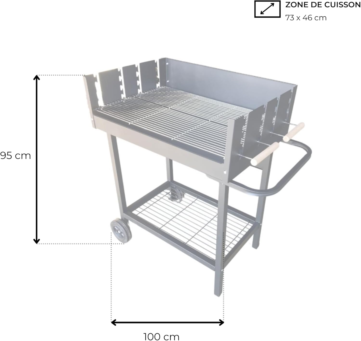 jardinito - Serena - XXL - Barbecue charbon acier, grille réglable