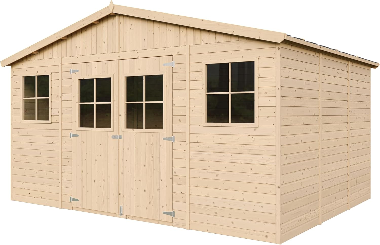 Abri de Jardin en Bois Exterieur avec Plancher IMPRÉGNÉ- Chalet en Pin/épicéa-H246x418x320 cm/12 m²- Construction de Panneaux - Rangement pour vélos, Remise à Outils- jardinito M331+M331G