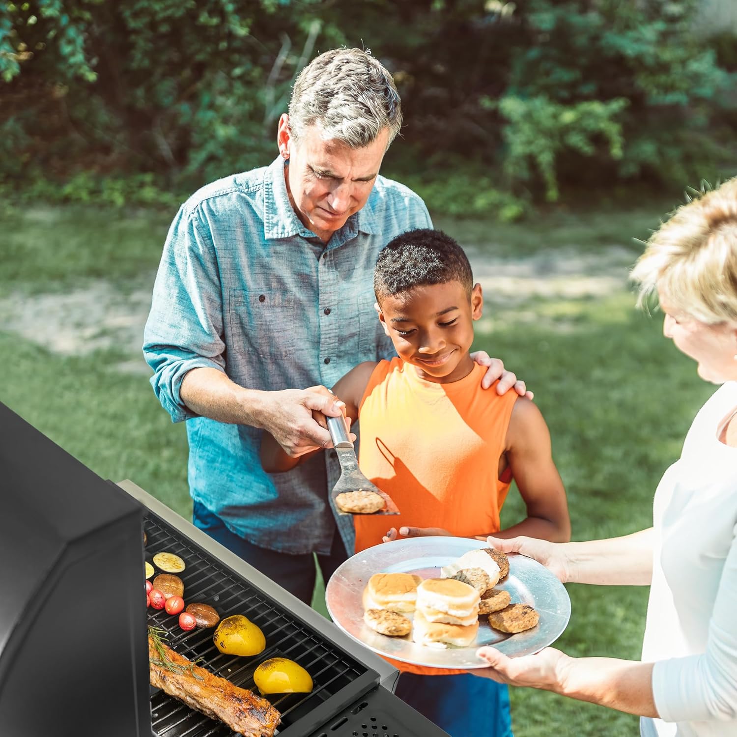 jardinito – BBQ Gaz 3 brûleurs – 9kW – chariot, capot, grilles, jardin