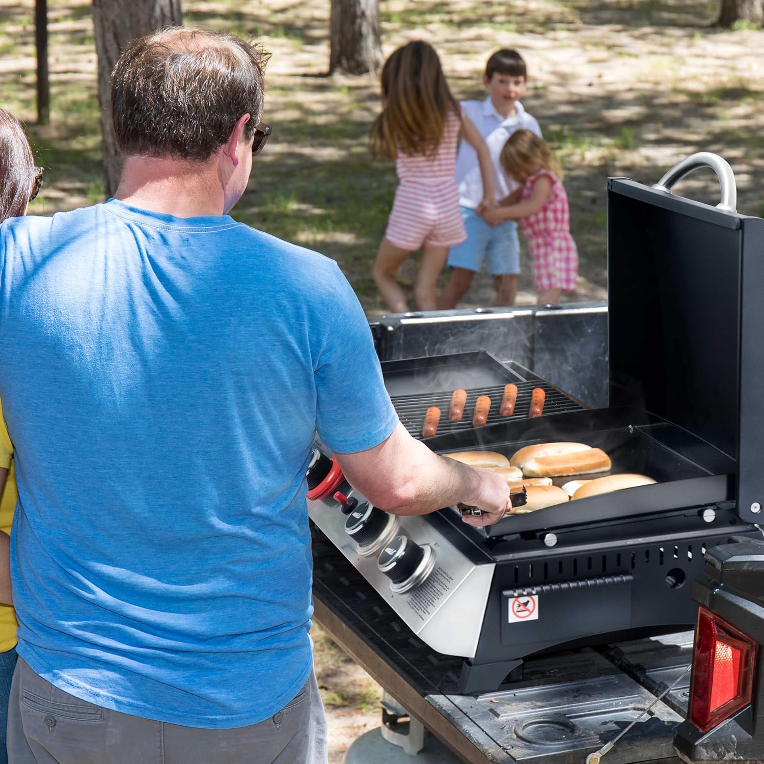 jardinito - barbecue gaz 3 brûleurs - 8,5kW - plancha, grille, couvercle multifonction