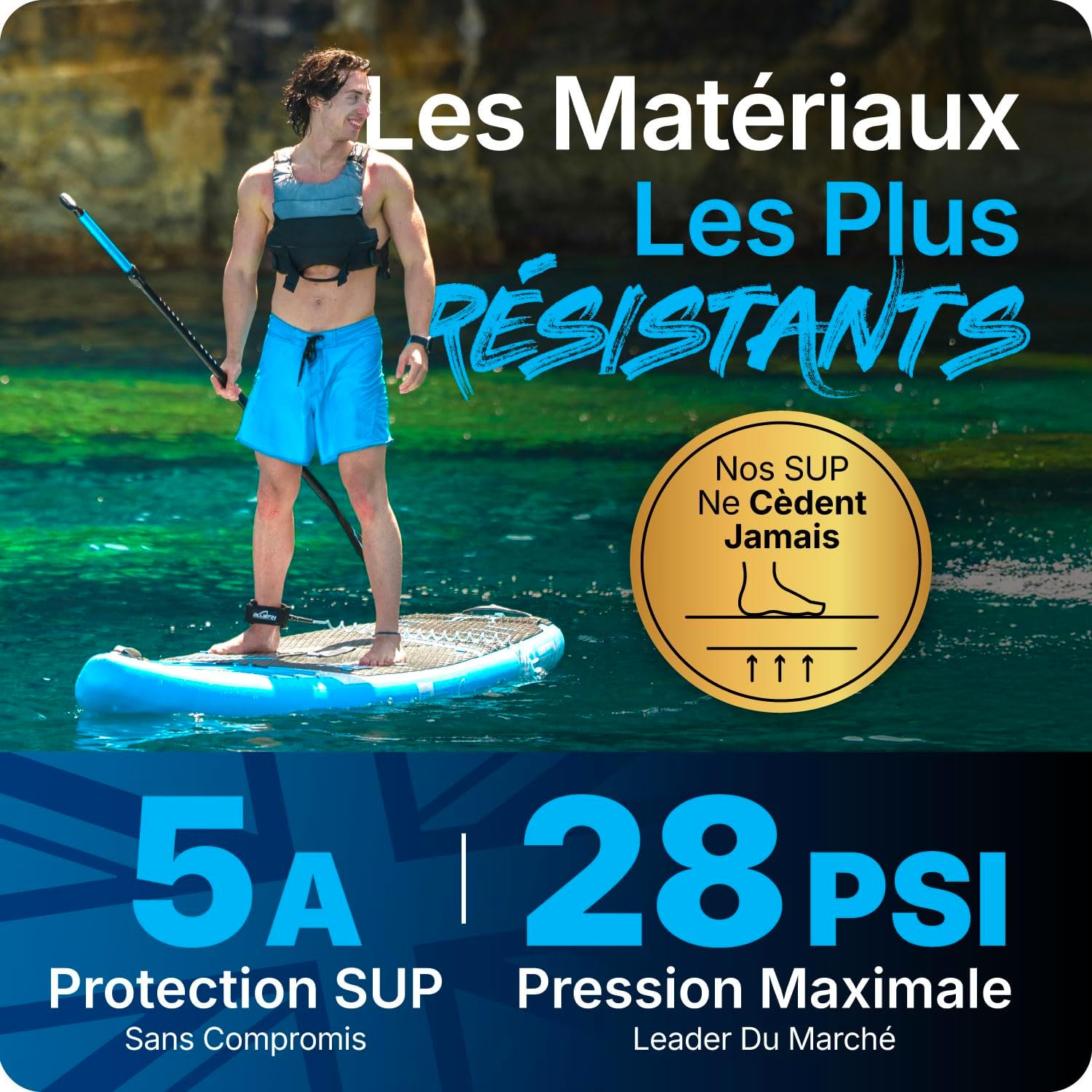 Bluefin Cruise - Planche de Paddle Gonflable 10'8 - Pack Sup de qualité supérieure et Accessoires - Planche de Paddle Sup antidérapante et légère - Planche de Paddle Sup Polyvalente de 15,2 cm