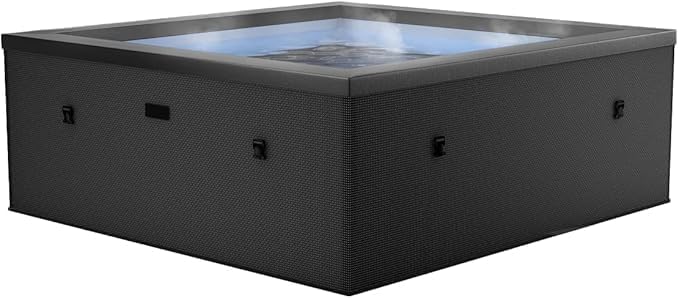 jardinito - Spa - Celestia - Semi-Rigide Carré 6 Places – Construction Portable en Mousse, Chauffage intégré et Couverture économe en énergie – Volume 1100l - Ø180xH70cm - Charcoal Black