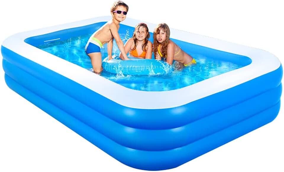 jardinito - Piscine gonflable 3 anneaux - 205x125x45 cm - usage intérieur/extérieur
