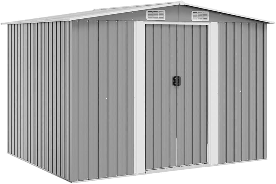 jardinito - abri de stockage métal gris - 257x205x178 cm - rangement jardin