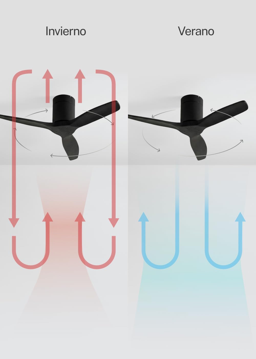 CREATE WINDCALM S Ventilateur de plafond ABS noir avec Wi-Fi et télécommande, 40 W, silencieux, Ø112 cm, 6 vitesses, minuteur, fonction été/hiver