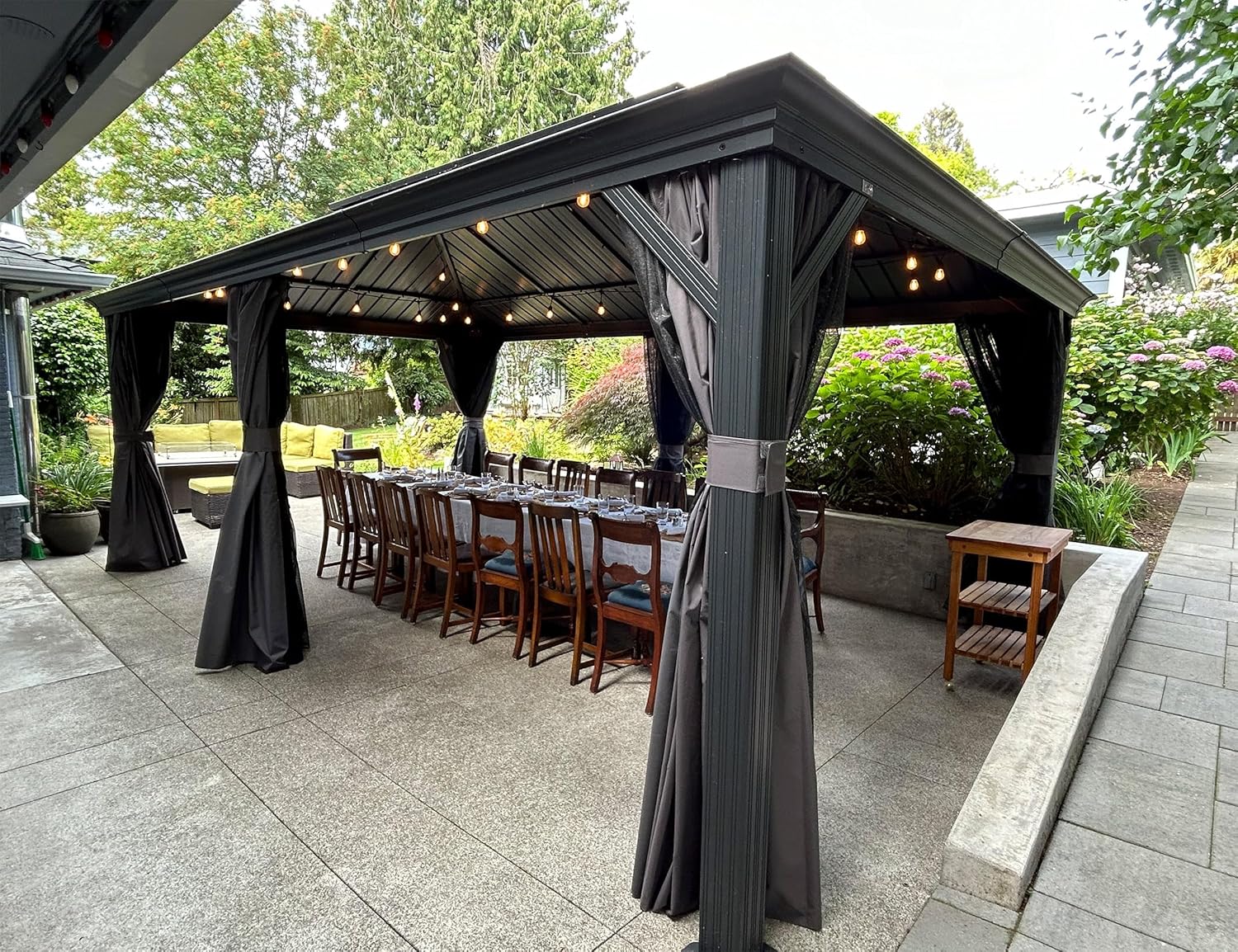 jardinito - Pergola Série 6x4,25m - alu, leds, rideaux, gouttière