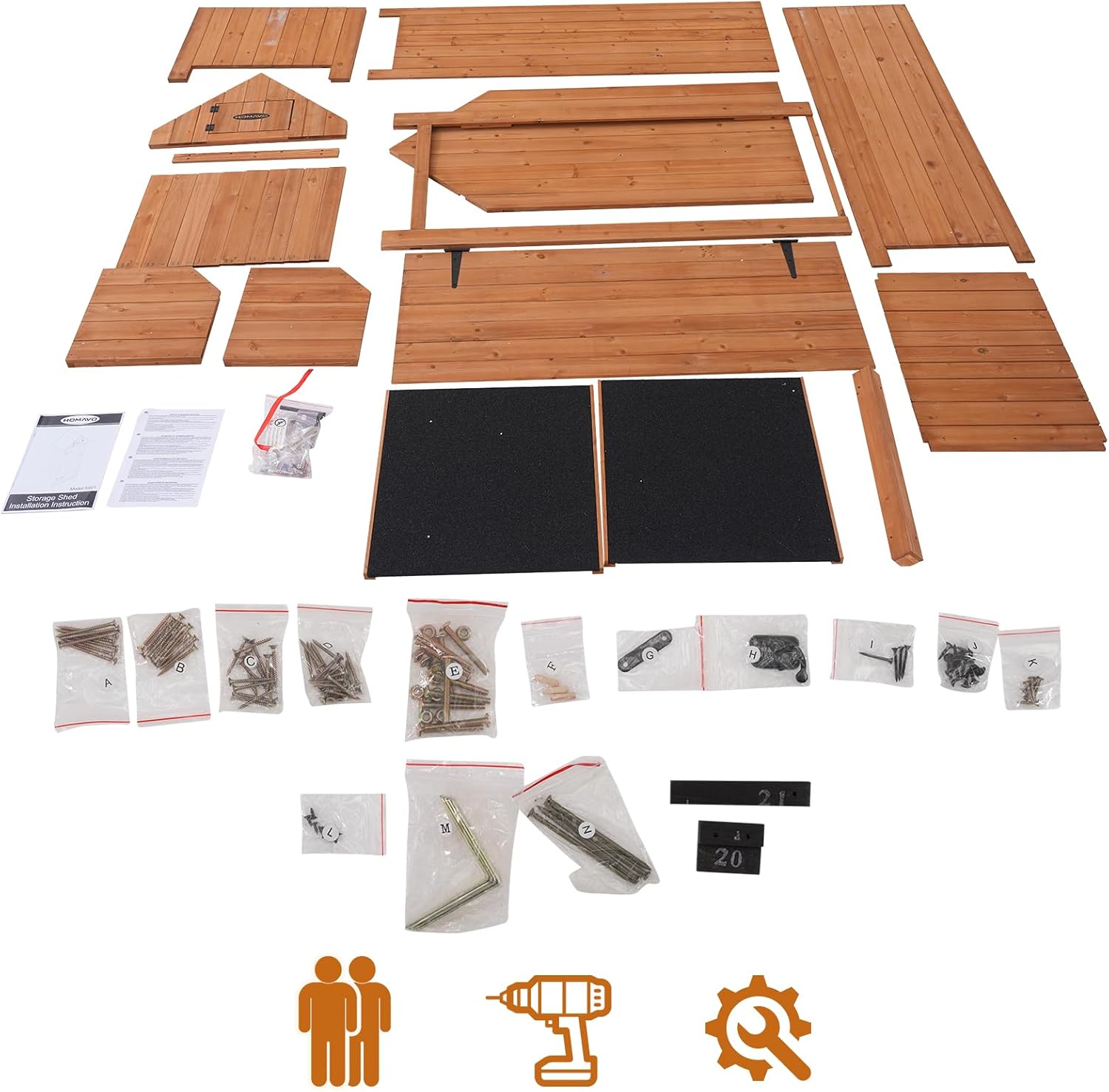 Abri de Jardin en Bois avec Protection UV - Toit en appentis - Abri de Jardin en Bois avec Sol - 77 x 54,3 x 179 cm - Abri de Jardin pour Jardin, terrasse, arrière-Cour, pelouse
