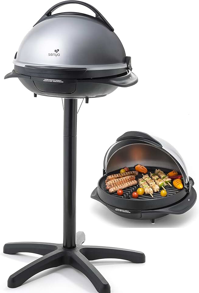jardinito - Barbecue électrique 2 en 1 - Plaque fonte, couvercle - 2200W - SYCK-G043